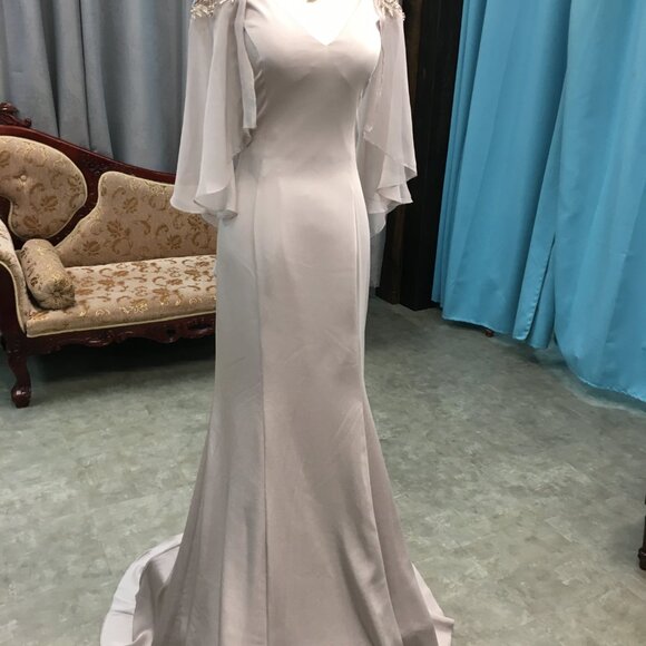 SAMPLE Mother of the Bride/Groom Elegant Formal Batwing Flutter Sleeve Dress - Picture 13 of 16